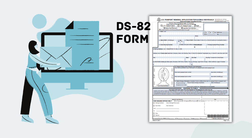 U.S. Passport Form DS-82 for print and the image of the person